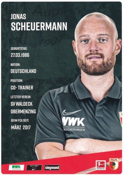 Autogramm Fussball | FC Augsburg | 2020 | Jonas SCHEUERMANN