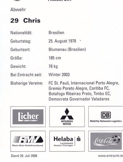 Autogramm Fussball | Eintracht Frankfurt | 2006 | CHRIS