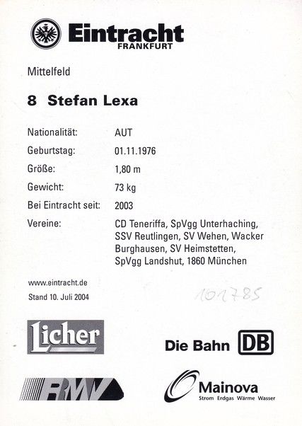 Autogramm Fussball | Eintracht Frankfurt | 2004 | Stefan LEXA