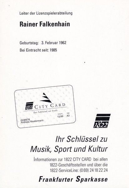 Autogramm Fussball | Eintracht Frankfurt | 2000 | Rainer FALKENHAIN