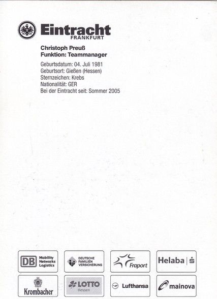 Autogramm Fussball | Eintracht Frankfurt | 2014 | Christoph PREUSS