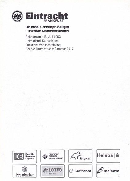 Autogramm Fussball | Eintracht Frankfurt | 2014 | Christoph SEEGER 