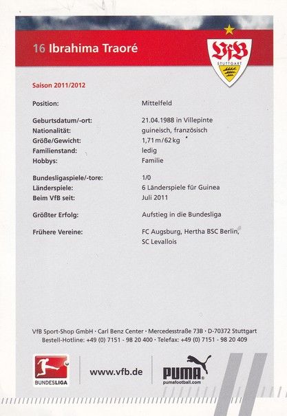 Autogramm Fussball | VfB Stuttgart | 2011 | Ibrahimo TRAORE