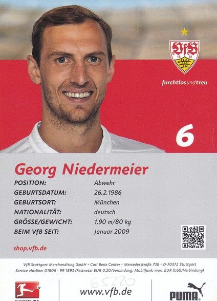 Autogramm Fussball | VfB Stuttgart | 2014 | Georg NIEDERMEIER