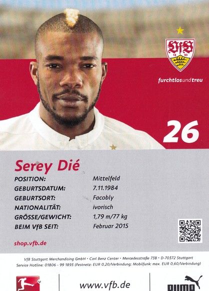 Autogramm Fussball | VfB Stuttgart | 2014 | Serey DIE