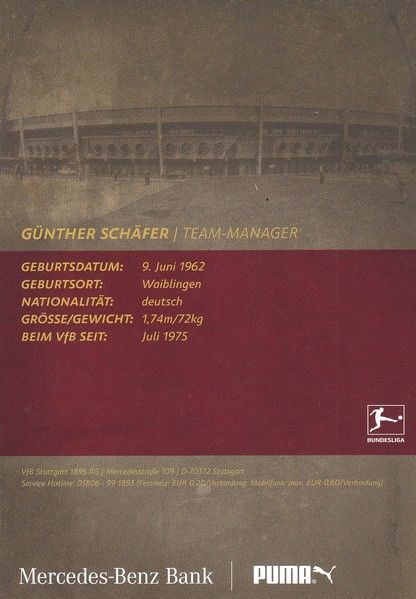 Autogramm Fussball | VfB Stuttgart | 2018 | Günther SCHÄFER