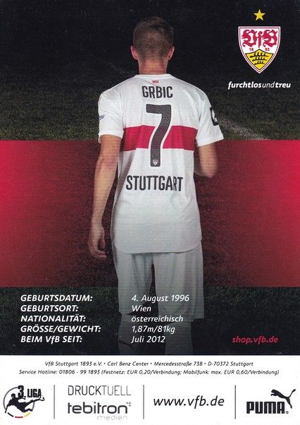 Autogramm Fussball | VfB Stuttgart II | 2015 | Adrian GRBIC