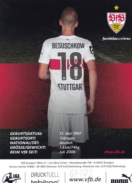 Autogramm Fussball | VfB Stuttgart II | 2015 | Max BESUSCHKOW
