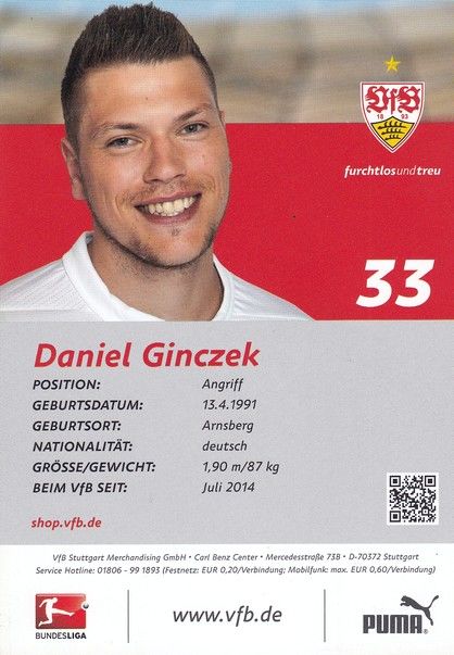 Autogramm Fussball | VfB Stuttgart | 2014 | Daniel GINCZEK