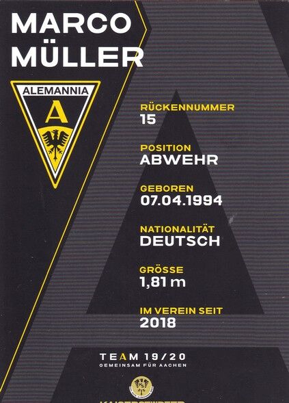 Autogramm Fussball | Alemannia Aachen | 2019 | Marco MÜLLER