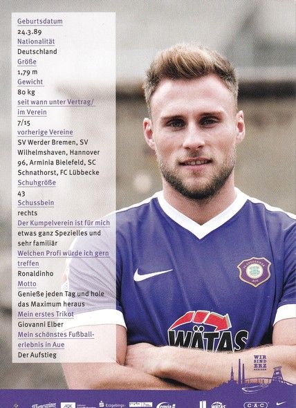 Autogramm Fussball | FC Erzgebirge Aue | 2016 | Max WEGNER