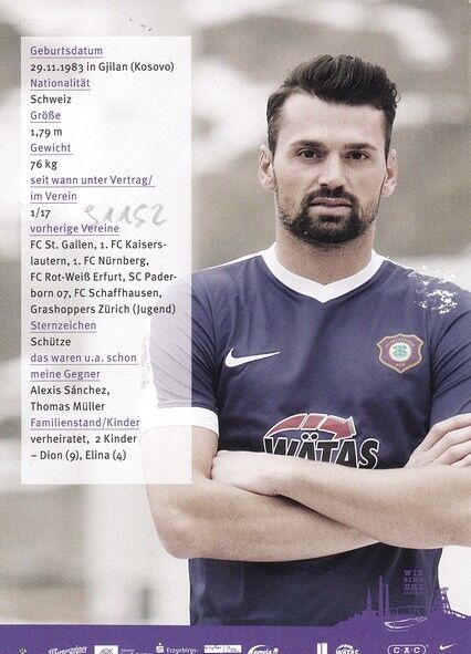 Autogramm Fussball | FC Erzgebirge Aue | 2016 | Albert BUNJAKU