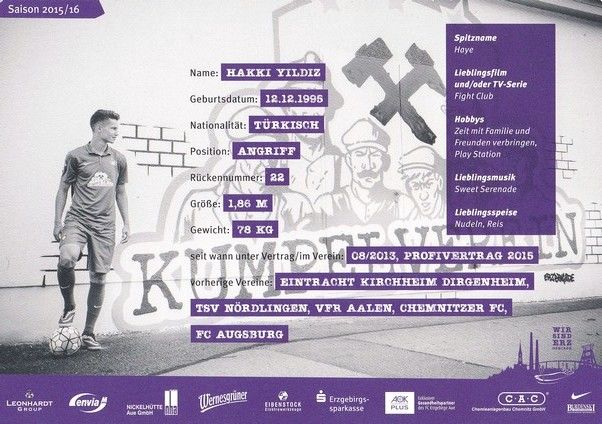 Autogramm Fussball | FC Erzgebirge Aue | 2015 | Hakki YILDIZ
