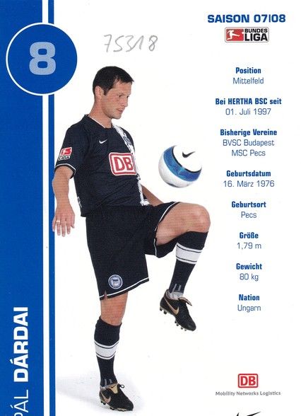 Autogramm Fussball | Hertha BSC Berlin | 2007 | Pal DARDAI