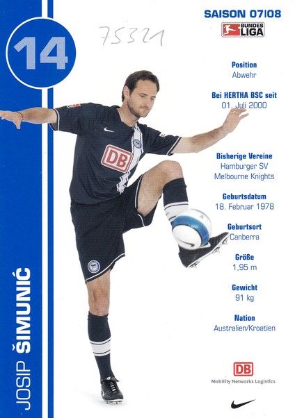Autogramm Fussball | Hertha BSC Berlin | 2007 | Josip SIMUNIC