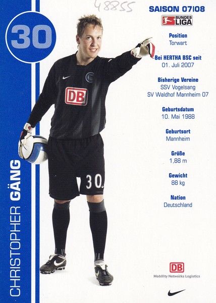 Autogramm Fussball | Hertha BSC Berlin | 2007 | Christopher GÄNG