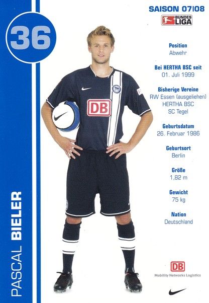 Autogramm Fussball | Hertha BSC Berlin | 2007 | Pascal BIELER