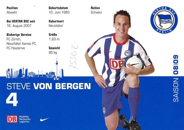 Autogramm Fussball | Hertha BSC Berlin | 2008 | Steve VON BERGEN