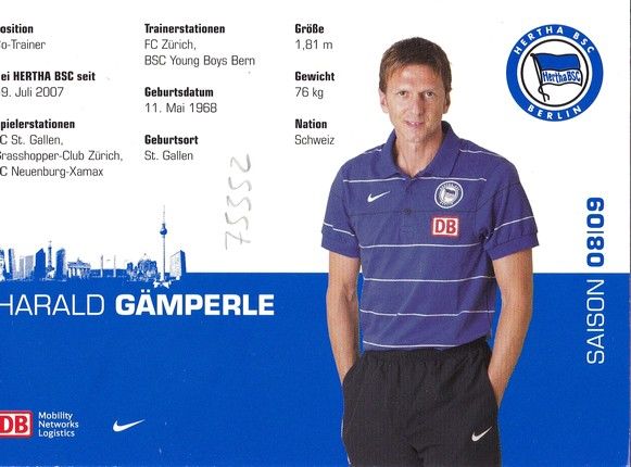 Autogramm Fussball | Hertha BSC Berlin | 2008 | Harald GÄMPERLE