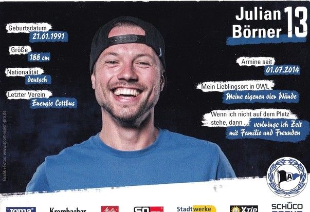 Autogramm Fussball | DSC Arminia Bielefeld | 2018 | Julian BÖRNER