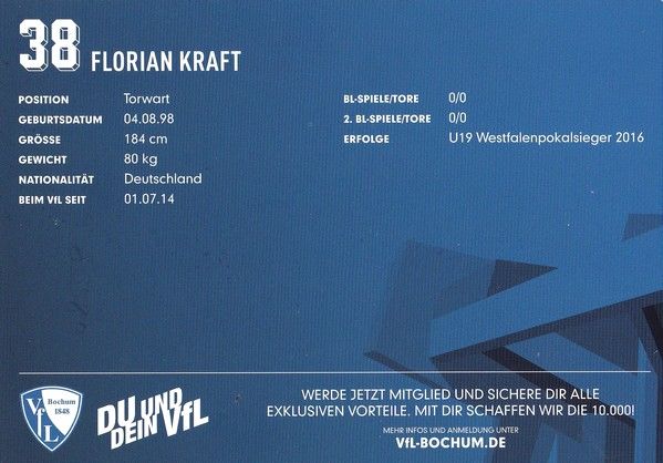 Autogramm Fussball | VfL Bochum | 2016 | Florian KRAFT