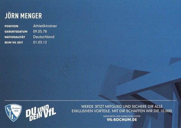 Autogramm Fussball | VfL Bochum | 2016 | Jörn MENGER