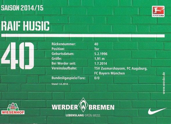 Autogramm Fussball | SV Werder Bremen | 2014 | Raif HUSIC