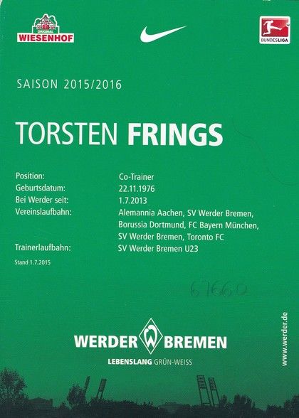 Autogramm Fussball | SV Werder Bremen | 2015 | Torsten FRINGS