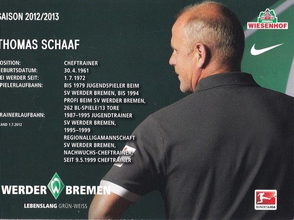 Autogramm Fussball | SV Werder Bremen | 2012 | Thomas SCHAAF
