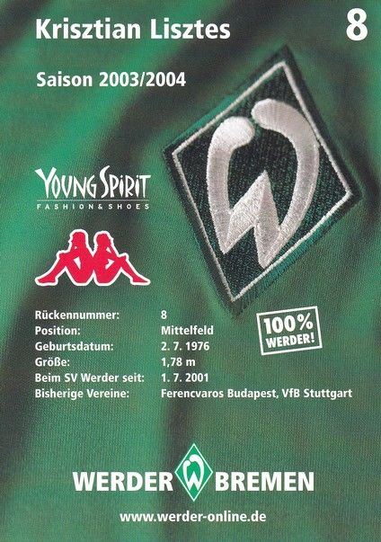 Autogramm Fussball | SV Werder Bremen | 2003 | Kristian LISZTES