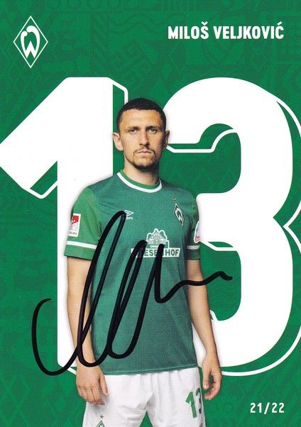Autogramm Fussball | SV Werder Bremen | 2021 | Milos VELJKOVIC