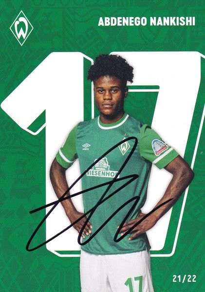 Autogramm Fussball | SV Werder Bremen | 2021 | Abdenego NANKISHI