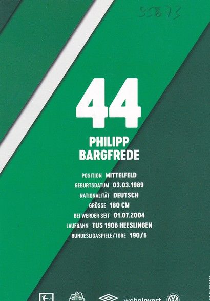 Autogramm Fussball | SV Werder Bremen | 2019 | Philipp BARGFREDE