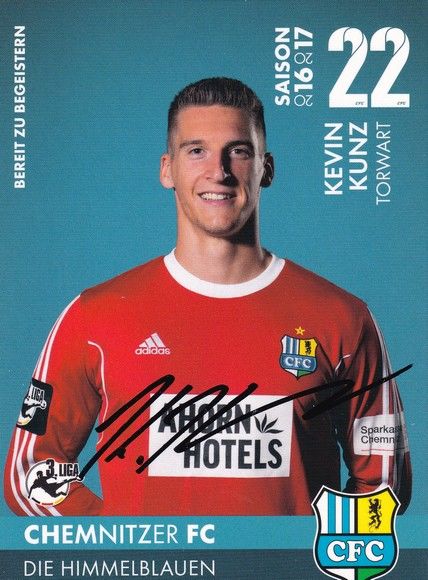 Autogramm Fussball | Chemnitzer FC | 2016 | Kevin KUNZ