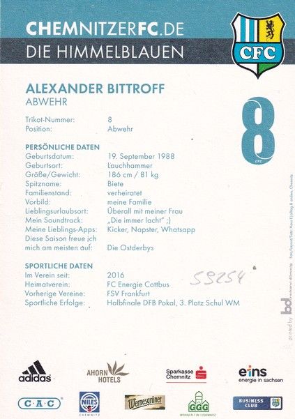 Autogramm Fussball | Chemnitzer FC | 2015 | Alexander BITTROFF