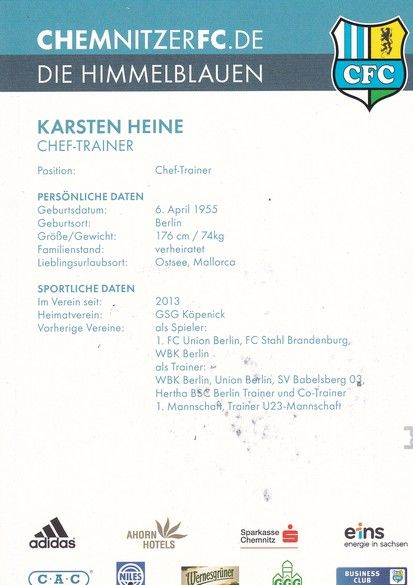 Autogramm Fussball | Chemnitzer FC | 2015 | Karsten HEINE