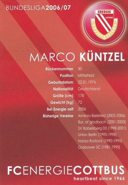 Autogramm Fussball | FC Energie Cottbus | 2006 | Marco KÜNTZEL