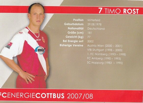 Autogramm Fussball | FC Energie Cottbus | 2007 | Timo ROST