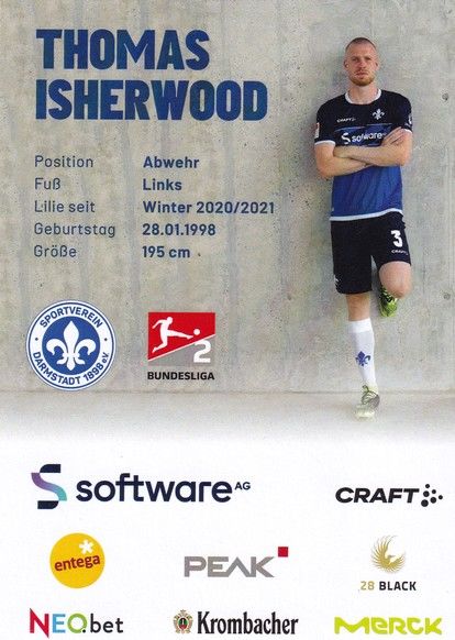 Autogramm Fussball | SV Darmstadt 98 | 2022 | Thomas ISHERWOOD