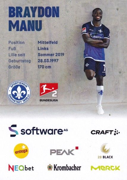 Autogramm Fussball | SV Darmstadt 98 | 2022 | Braydon MANU