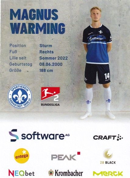 Autogramm Fussball | SV Darmstadt 98 | 2022 | Magnus WARMING