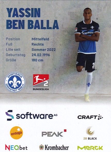 Autogramm Fussball | SV Darmstadt 98 | 2022 | Yassin BEN BELLA
