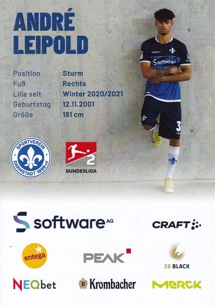 Autogramm Fussball | SV Darmstadt 98 | 2022 | Andre LEIPOLD