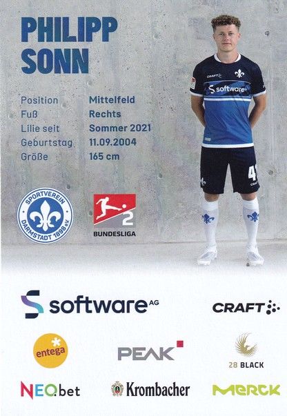 Autogramm Fussball | SV Darmstadt 98 | 2022 | Philipp SONN