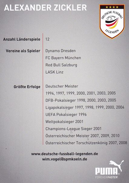 Autogramm Fussball | 2010er Puma | Alexander ZICKLER (DFB Legenden)
