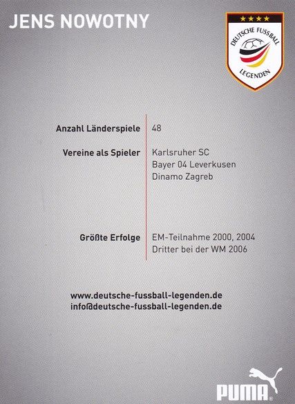 Autogramm Fussball | 2010er Puma | Jens NOWOTNY (DFB Legenden)