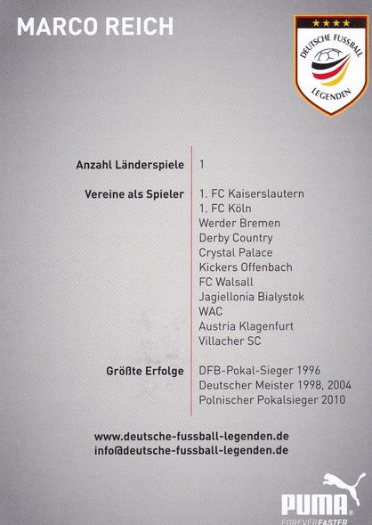 Autogramm Fussball | 2010er Puma | Marco REICH (DFB Legenden)