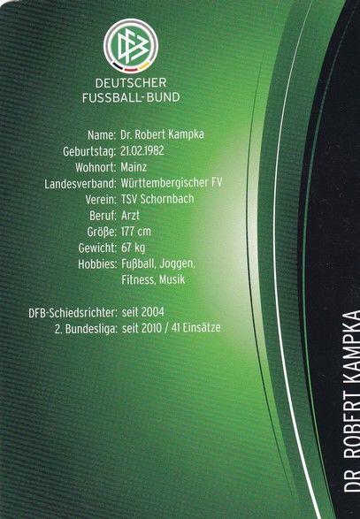 Autogramm Fussball | Schiedsrichter | 2015 Dekra | Robert KAMPKA