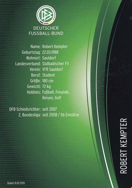 Autogramm Fussball | Schiedsrichter | 2015 Dekra | Robert KEMPTER