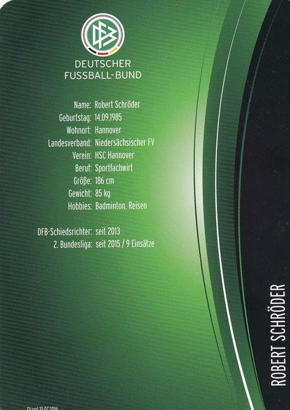 Autogramm Fussball | Schiedsrichter | 2016 Dekra | Robert SCHRÖDER
